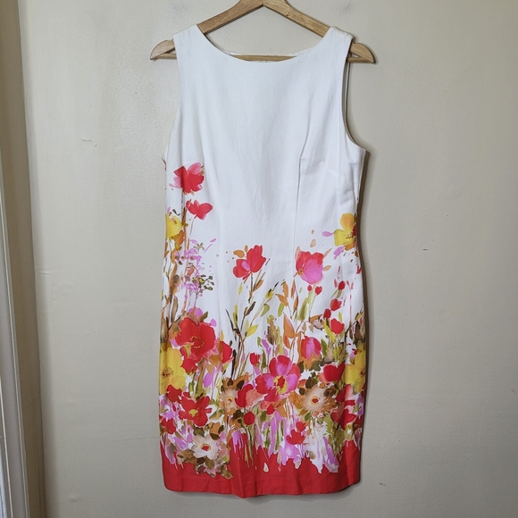 Chetta B Floral Sheath Dress 100% Cotton Women's Size 8 - Picture 2 of 8